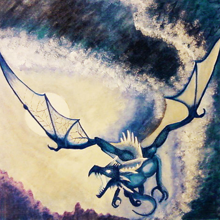 Blue Dragon Painting by Kristin Nichi - Fine Art America