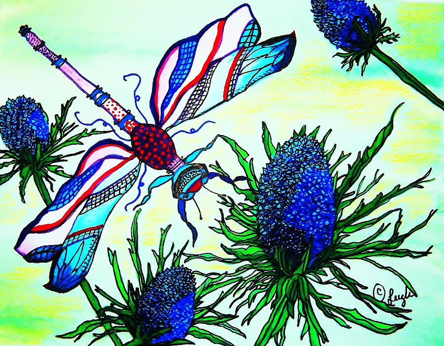 Dragonfly Painting - Blue DragonFly by Sharon Leigh