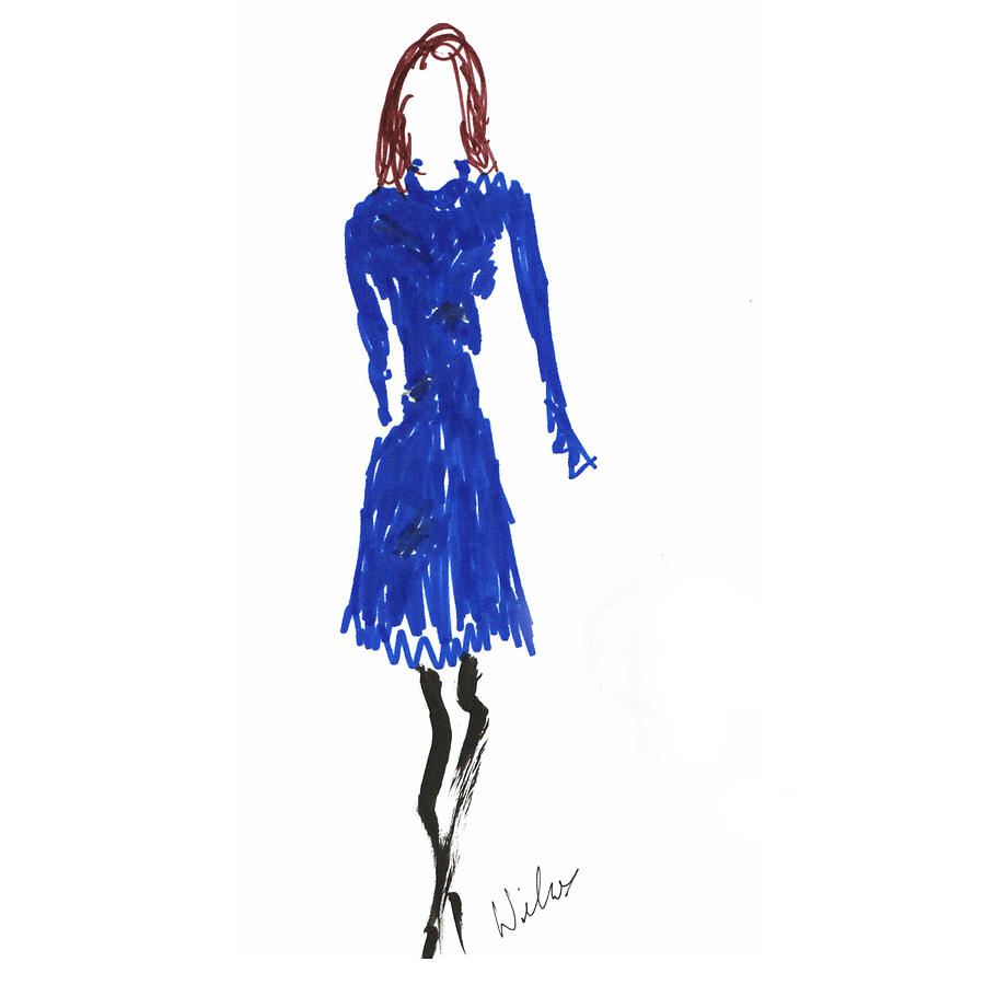 Blue Dress 1 Drawing by Mark Wilcox