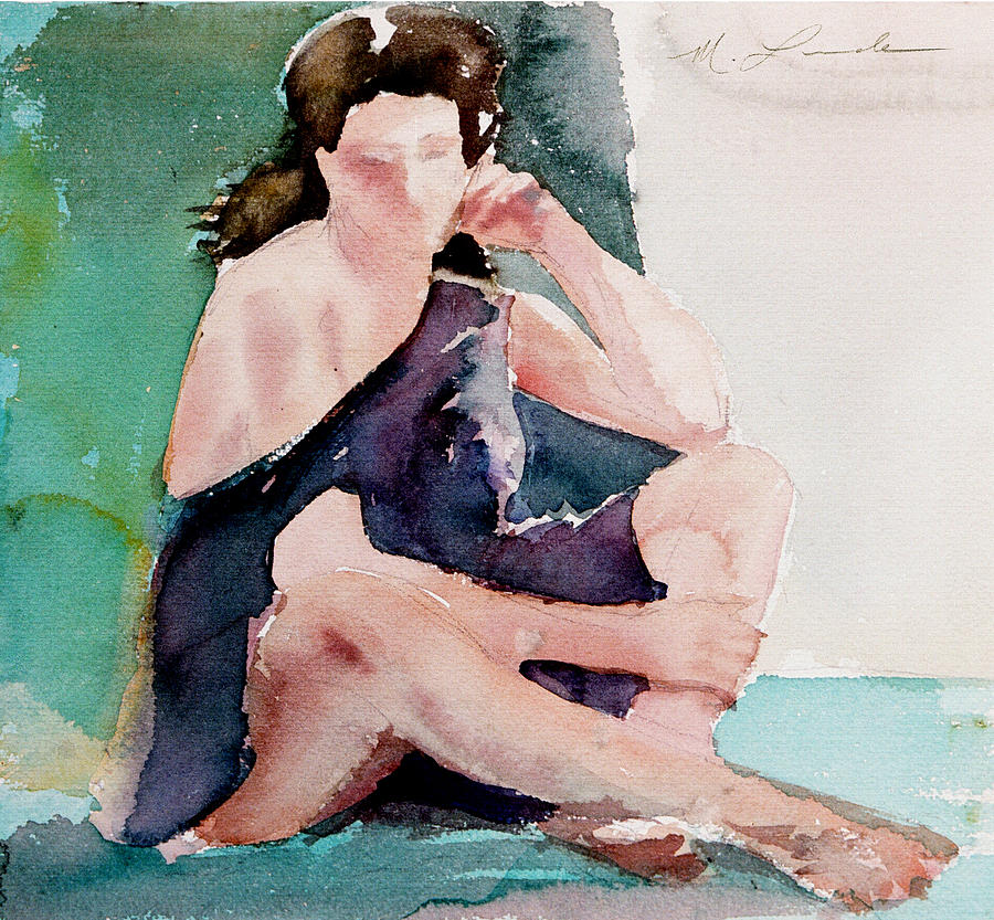 Blue Dress Pose Painting by Mark Lunde