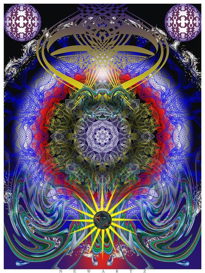 Mandala Digital Art - Blue Duration by John Reid