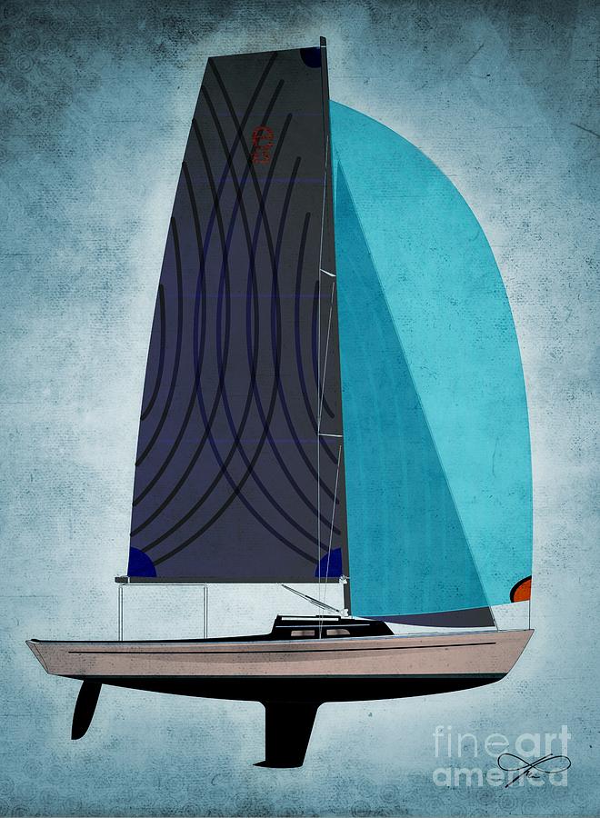 Sailing Drawing - Blue E33 by Regina Gray