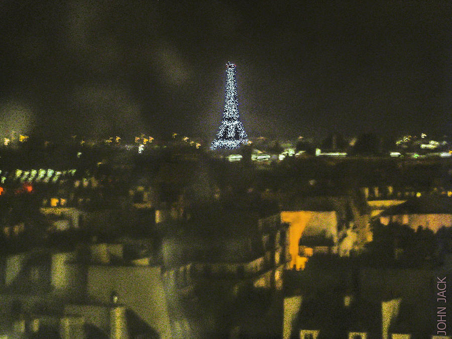 Paris Photograph - Blue Eiffel at Night by John Jack