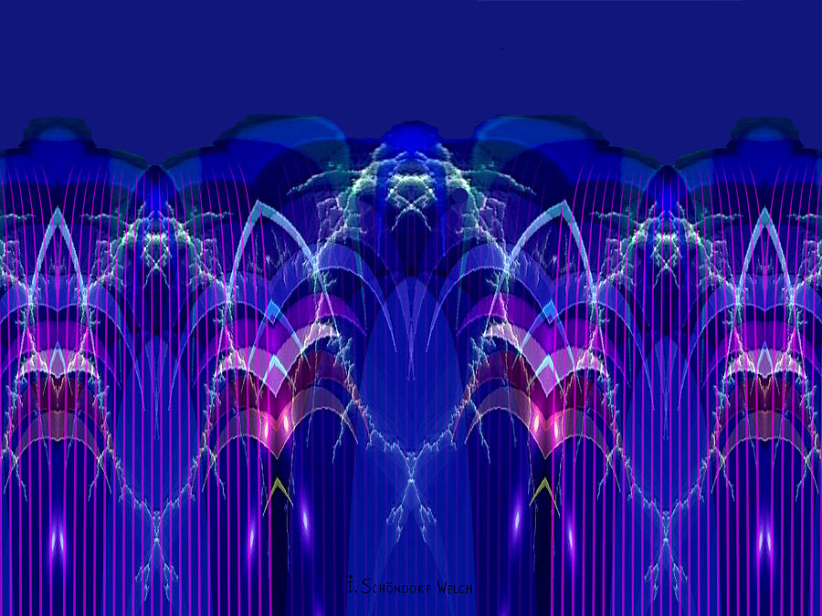 Abstract Digital Art - Blue electric sound - 913 by Irmgard Schoendorf Welch