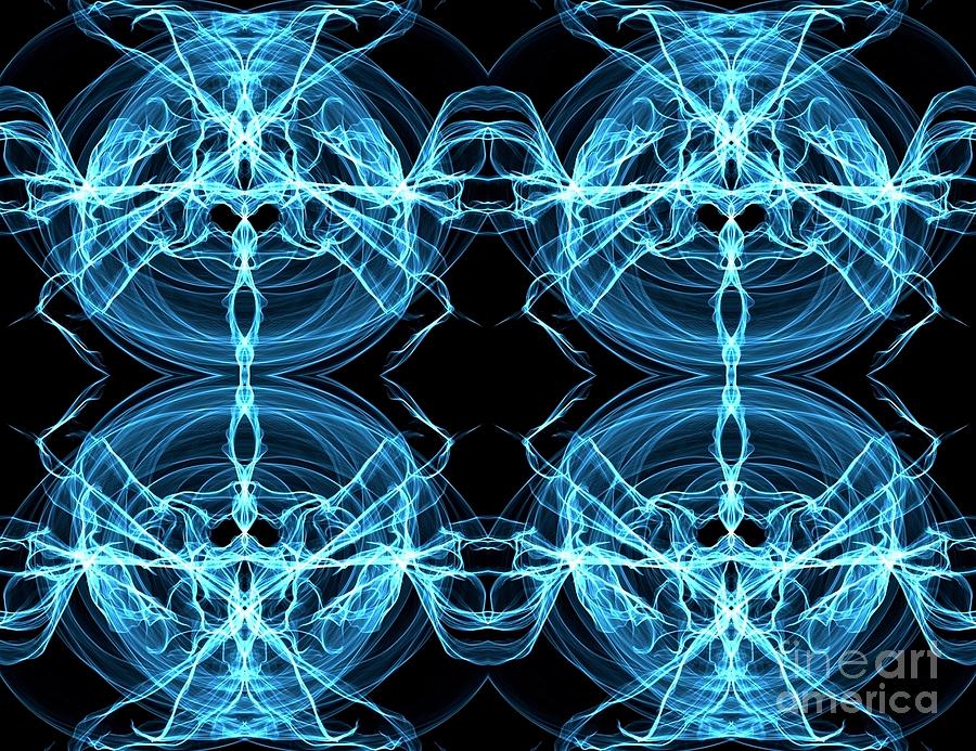 Blue Electrical Storm Mirrored Digital Art by Rose Santuci-Sofranko