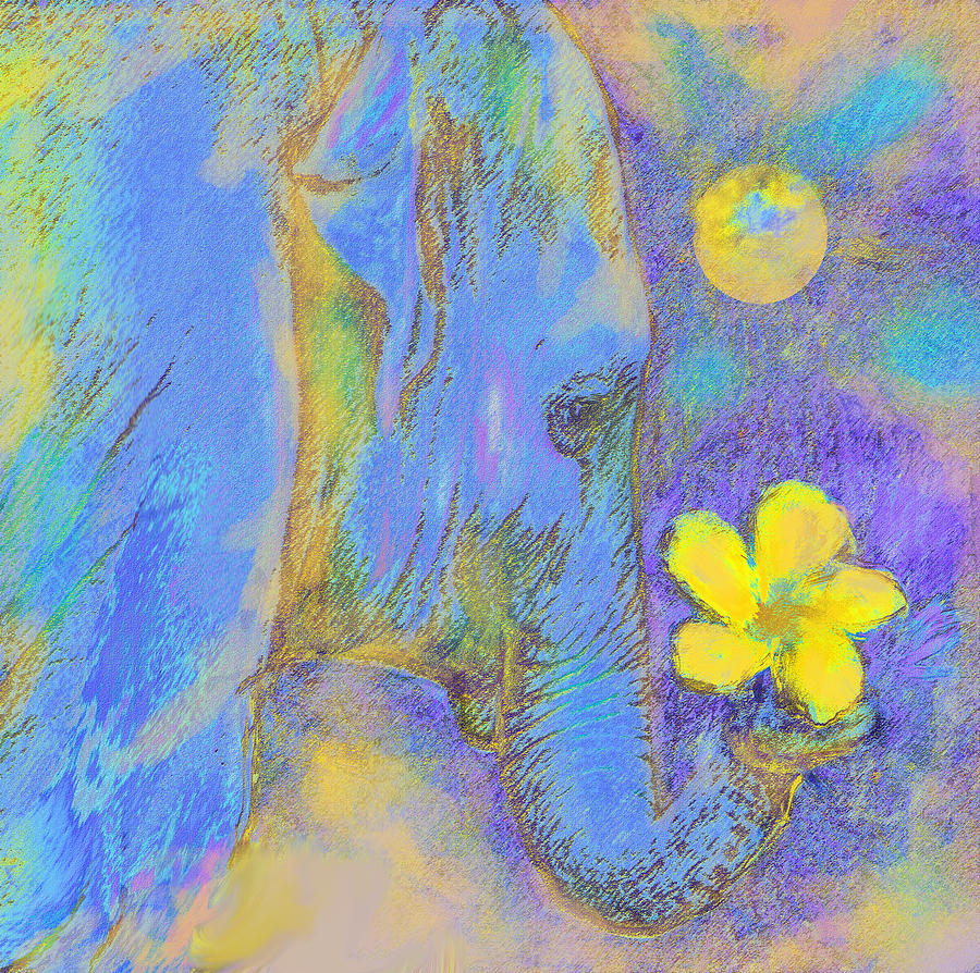 Blue Elephant Digital Art by Jane Schnetlage
