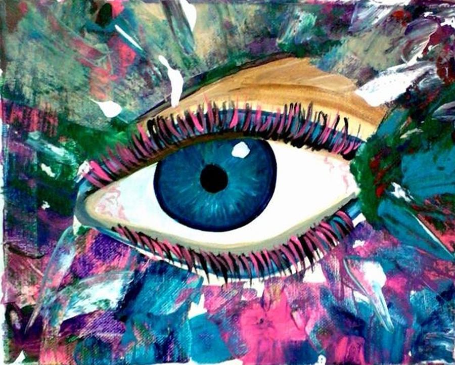 Blue Eye Female Pop Art Painting by Kelly M Turner