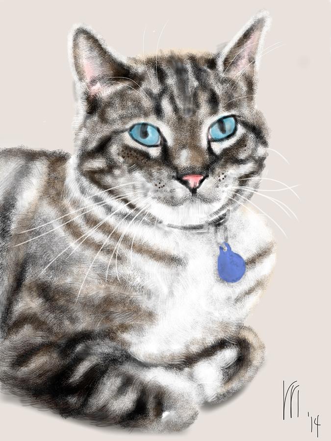 Blue Eyed Cat Painting by Lois Ivancin Tavaf