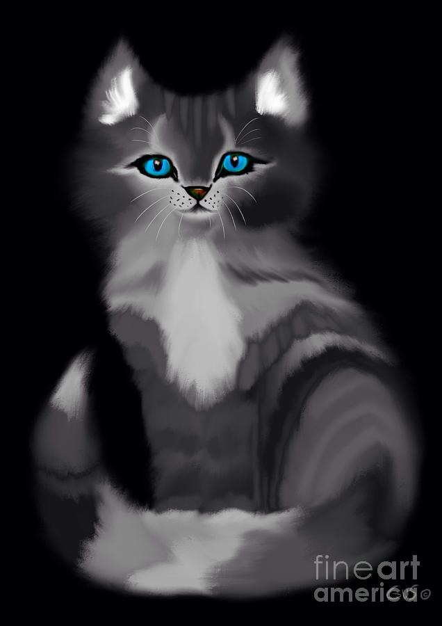 Blue Eyed Kitty Painting by Nick Gustafson
