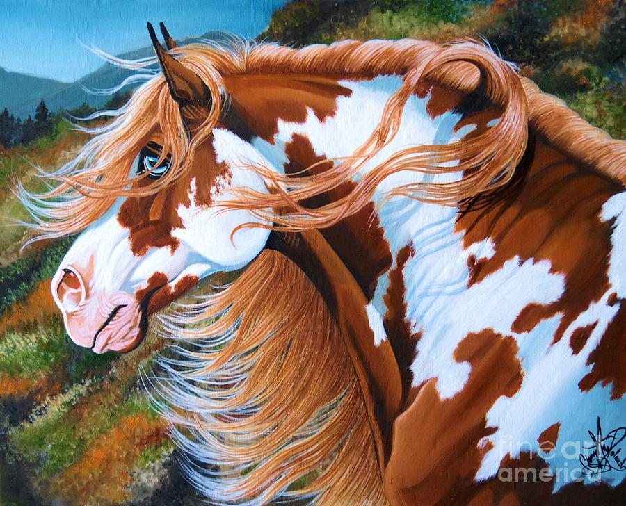 Horse Painting - Blue Eyed Sentinel by Cheryl Poland