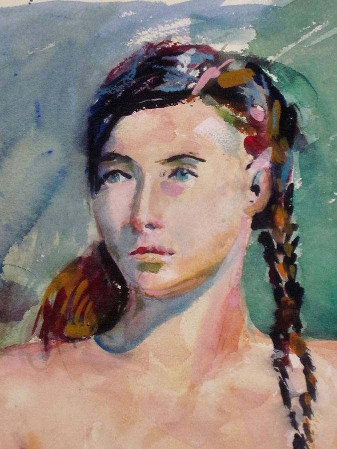 Blue Eyes and Braids Painting by Mark Lunde