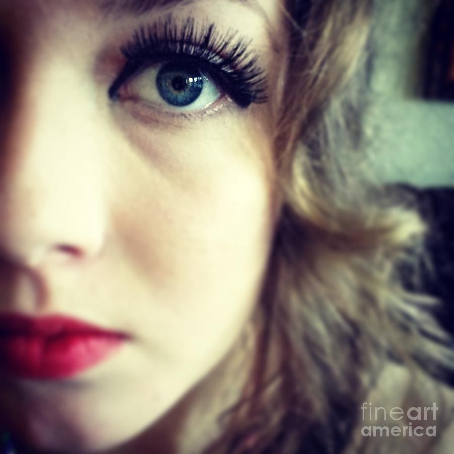Blue Eyes Red Lips Photograph By Amber Powers Fine Art America 9091