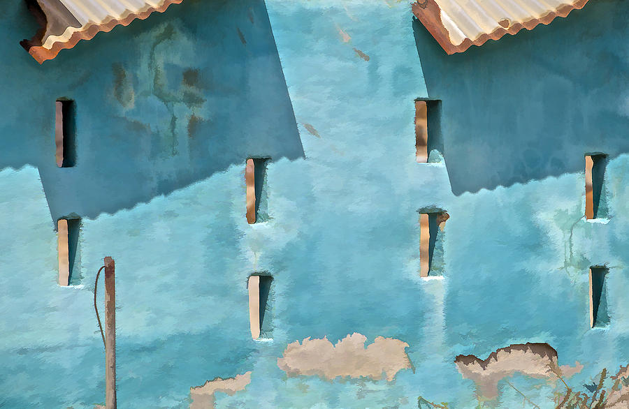 Blue Faded Wall Of Aruba IIi Photograph