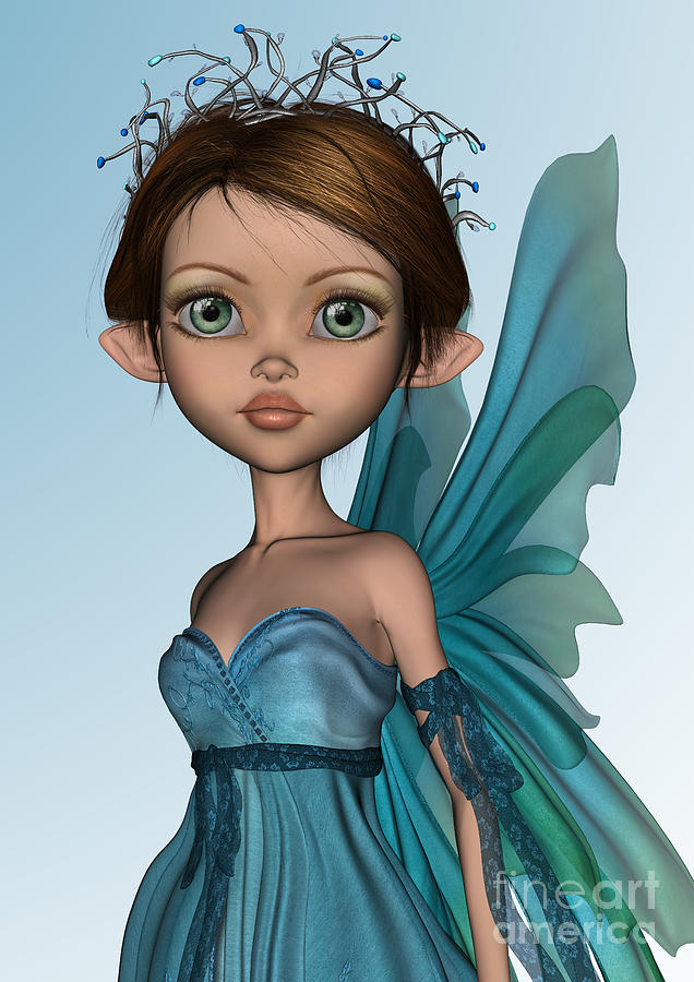 Fairy Digital Art - Blue Fairy by Design Windmill