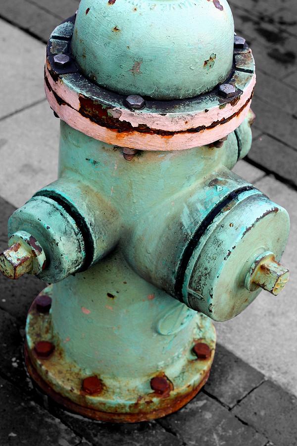 Architecture Photograph - Blue Fire Hydrant by Abril Gonzalez
