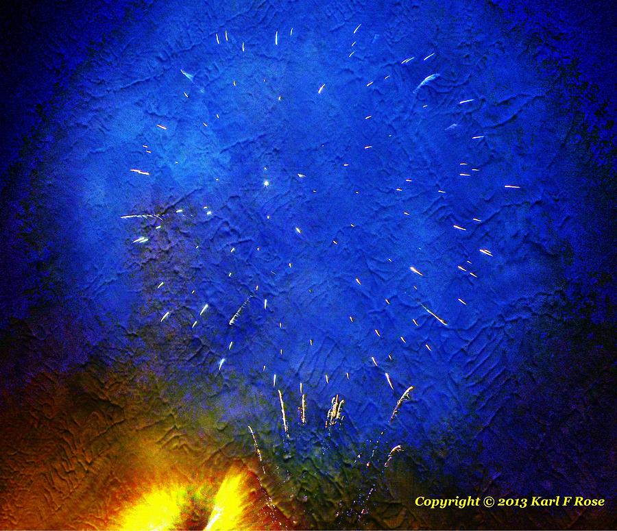 Blue fireworks as a painting Photograph by Karl Rose