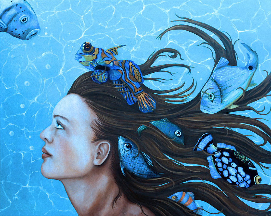 Blue Fish Edit 4 Painting by Leah Saulnier The Painting Maniac