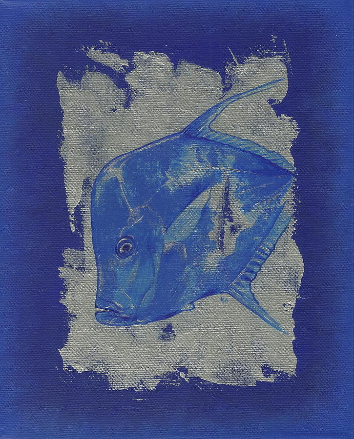 Blue Fish Painting by Konni Jensen