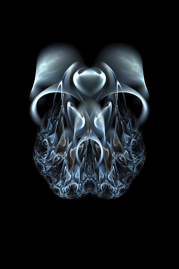 Blue Flame Skull Digital Art