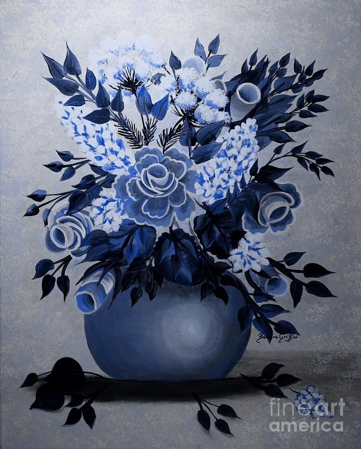Blue Floral Arrangement Painting by Barbara A Griffin