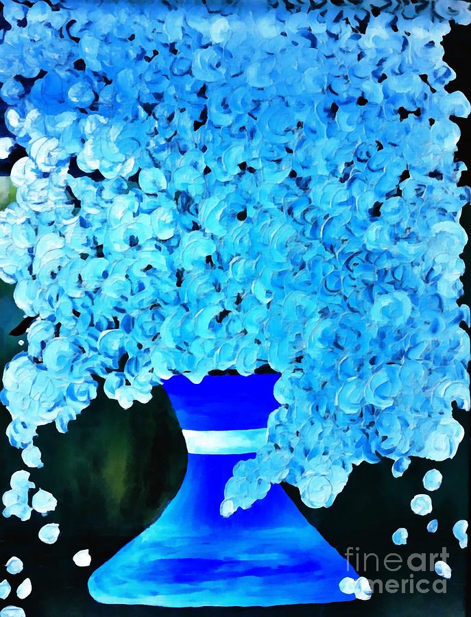 Blue Floral Bounty Impression Painting by Saundra Myles