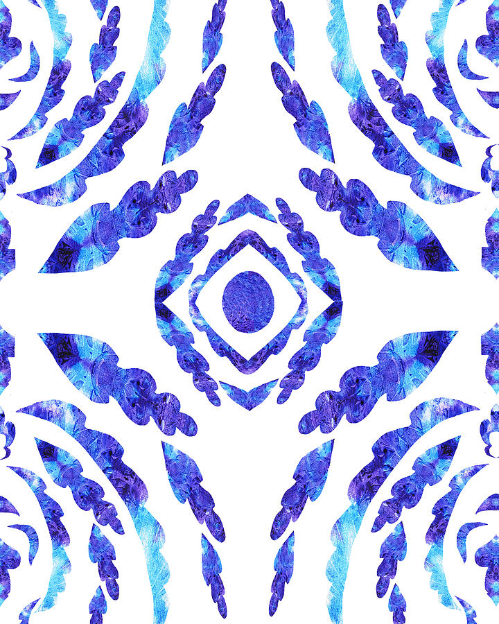 Lily Painting - Blue Floral Pattern II by Irina Sztukowski