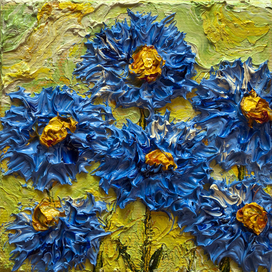 Paris Blue Asters Painting by Paris Wyatt Llanso