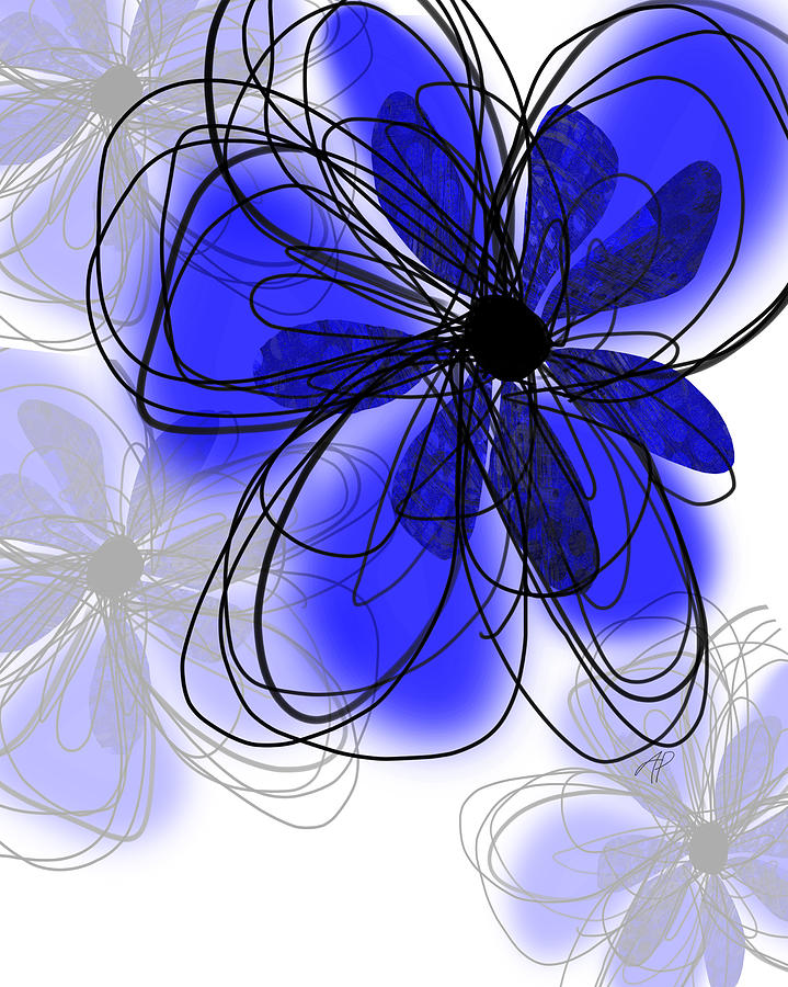 Blue Flower Collage -abstract - art Digital Art by Ann Powell