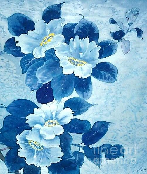 Blue Flower Painting by Rose Wang