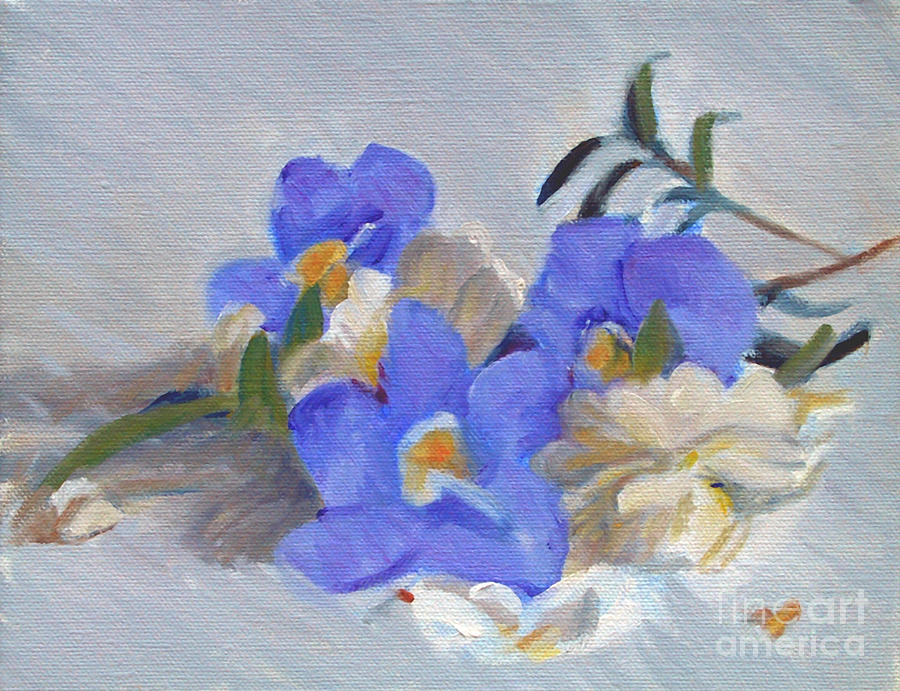Blue flower Still Life Painting by Candace Lovely
