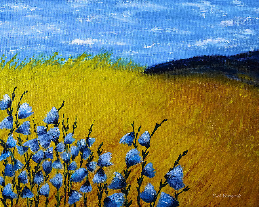 Blue Flowers Painting by Dick Bourgault