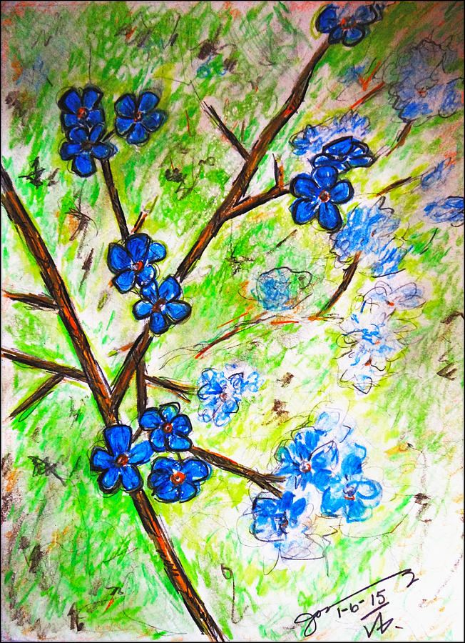Blue Flowers Drawing