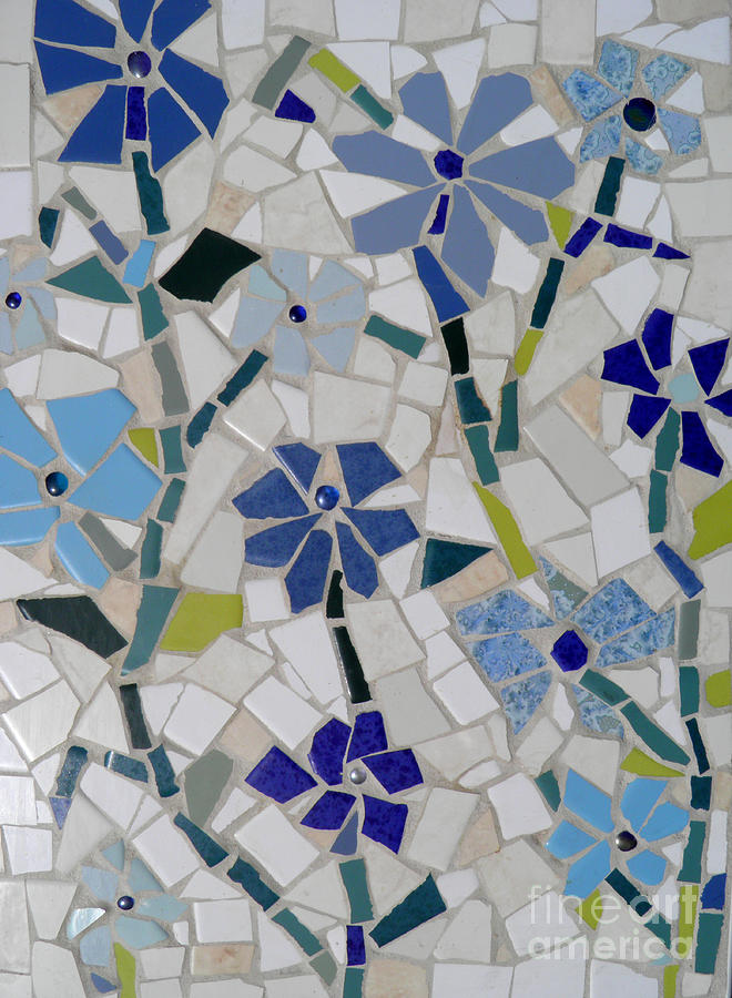 Blue Flowers Mosaic 1 Photograph by Lou Ann Bagnall