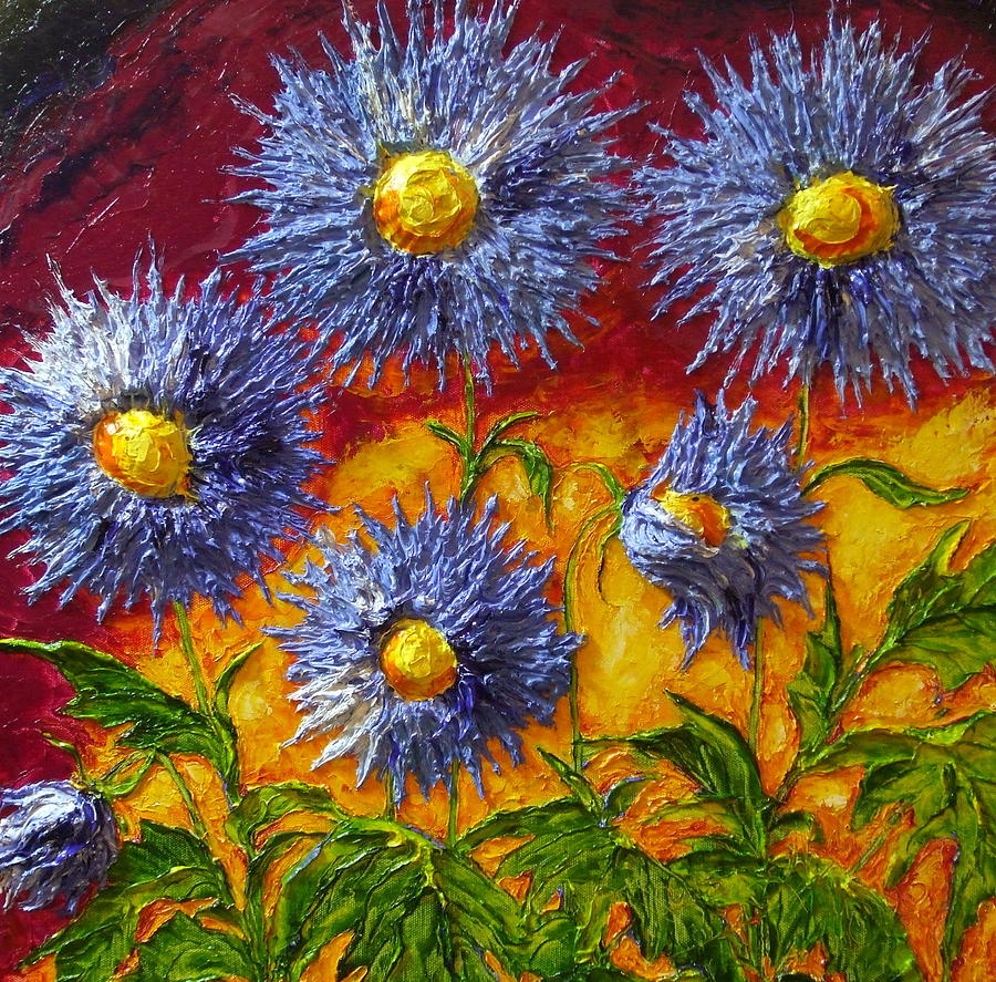 Blue Flowers Painting by Paris Wyatt Llanso