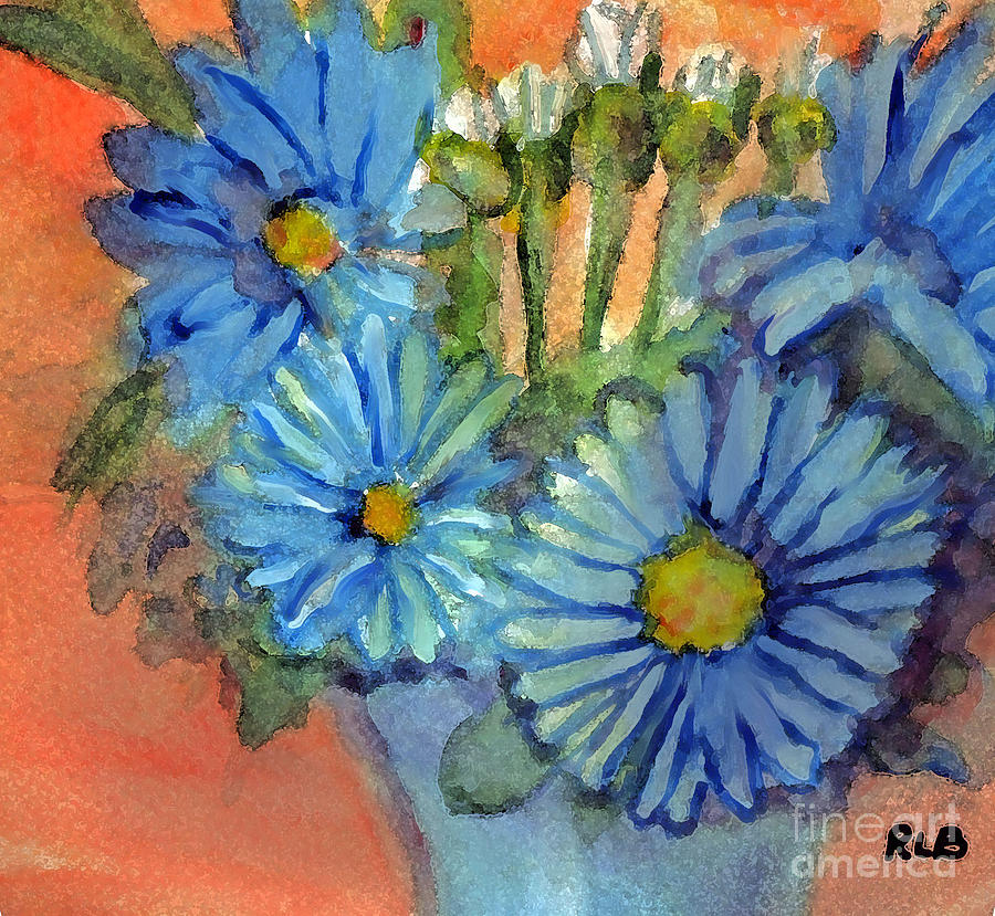 Blue Flowers Painting by Rita Brown