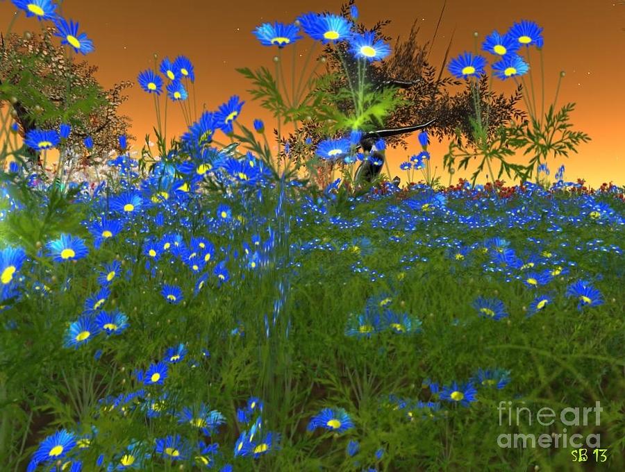 Blue flowers Digital Art by Susanne Baumann