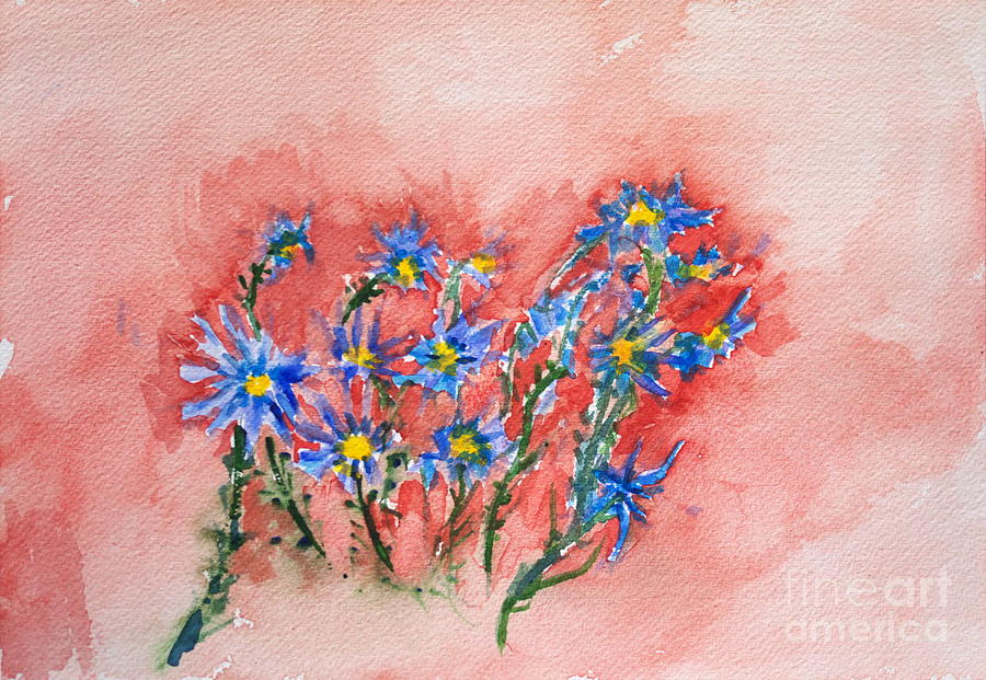 Blue Flowers Painting by Walt Brodis