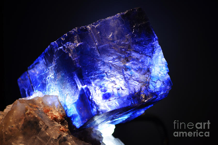 Nature Photograph - Blue Fluorite Crystal Macro by Shawn OBrien