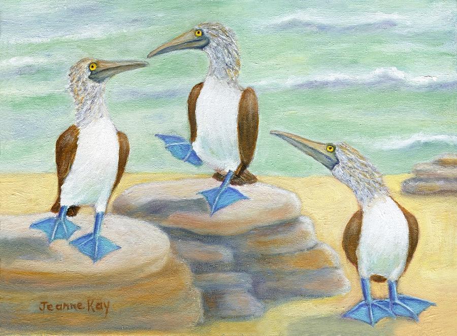 Blue-Footed Boobies Painting by Jeanne Juhos
