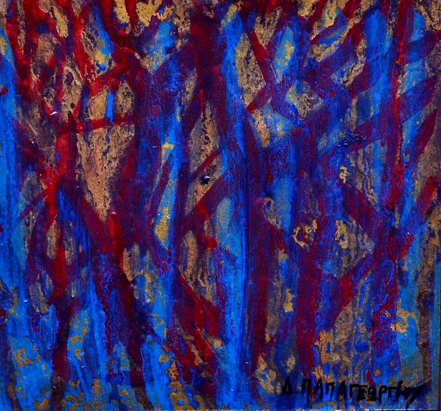 Abstract Painting - Blue forest by Dimitra Papageorgiou
