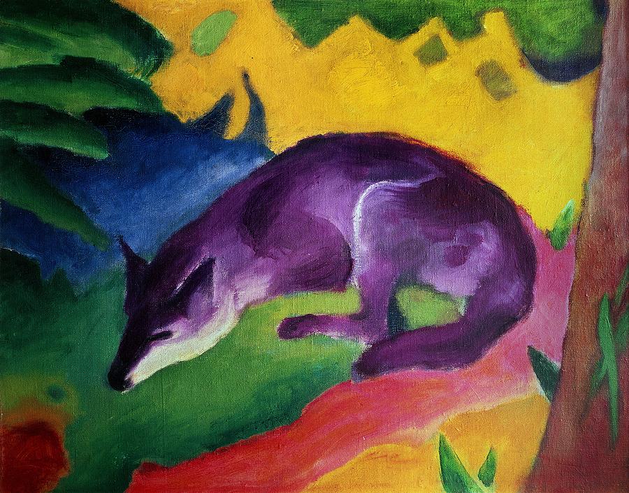 Blue Fox Painting by Franz Marc