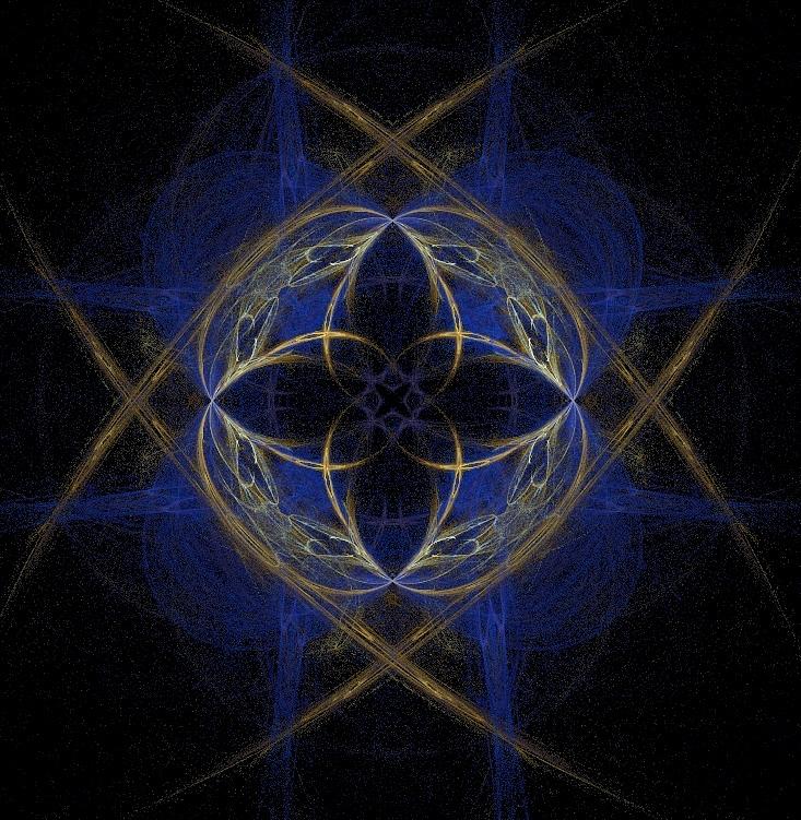 Blue Fractal Cross Painting by Bruce Nutting