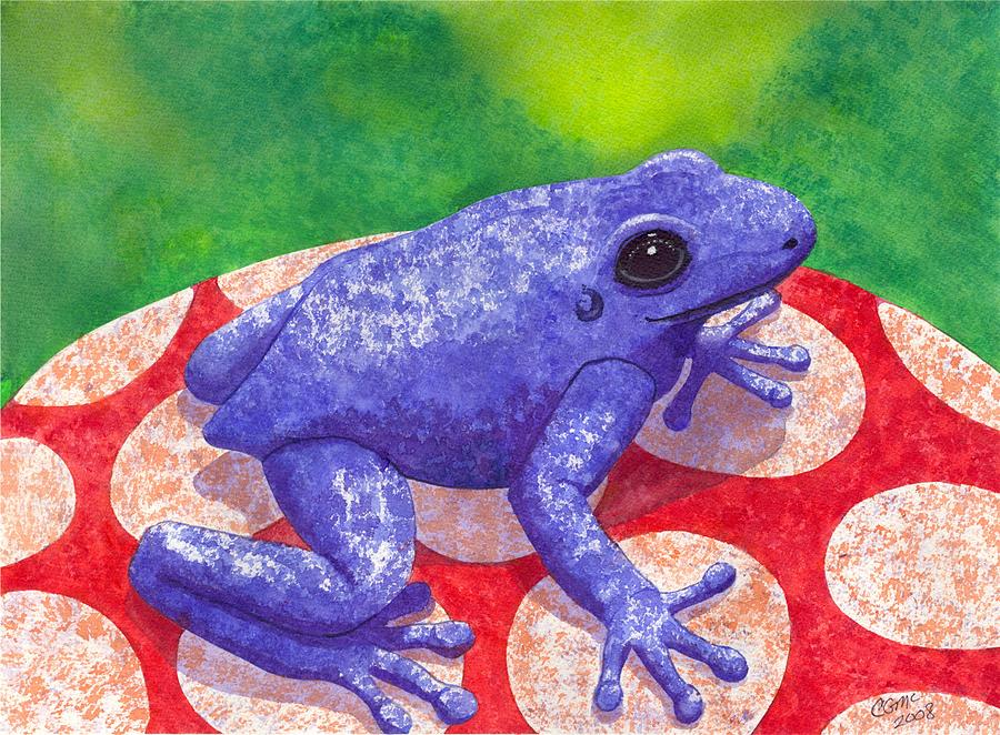 Mushroom Painting - Blue Frog by Catherine G McElroy
