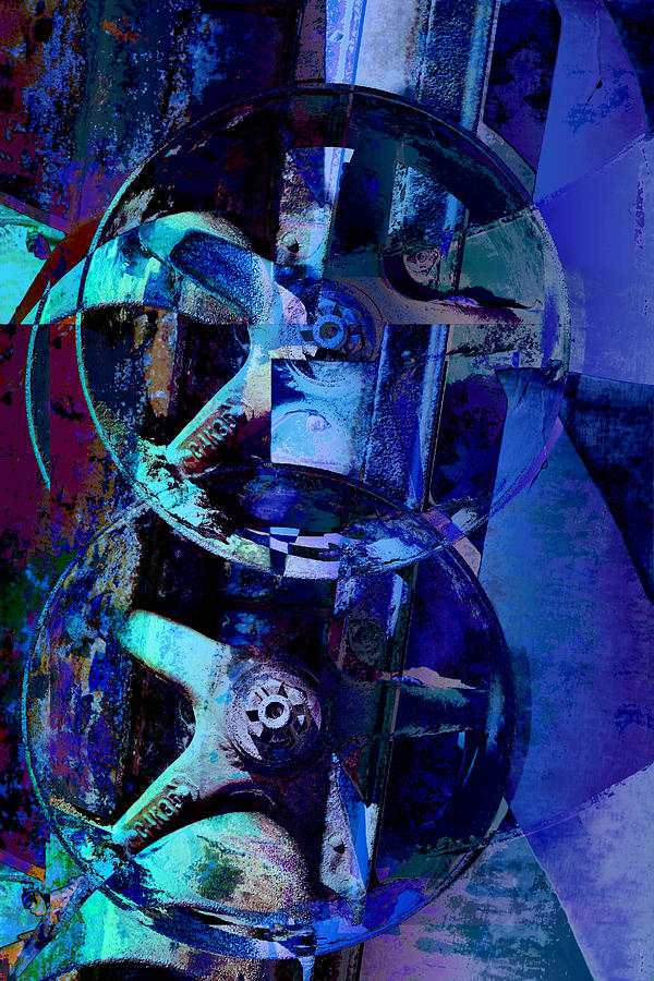 Blue Gears Collage Digital Art by Ann Powell