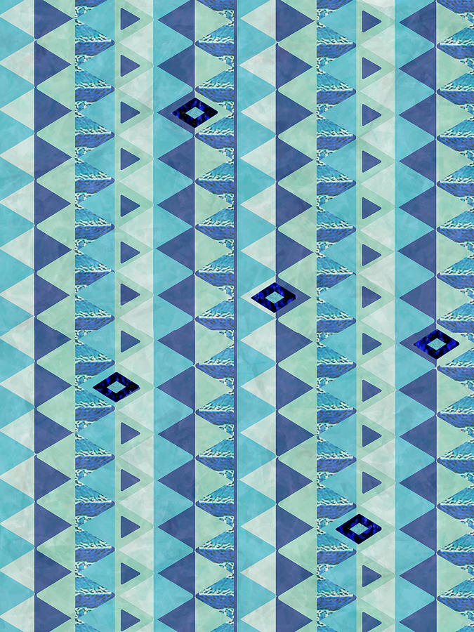 Blue Geometry Digital Art by Deborah Smith