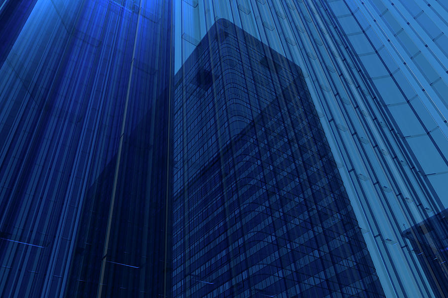 Blue Glass Building Digital Art by Mmdi