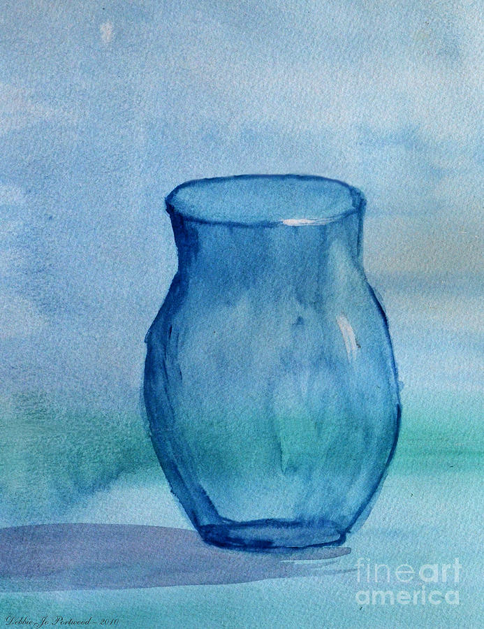 Blue Glass vase Painting by Debbie Portwood