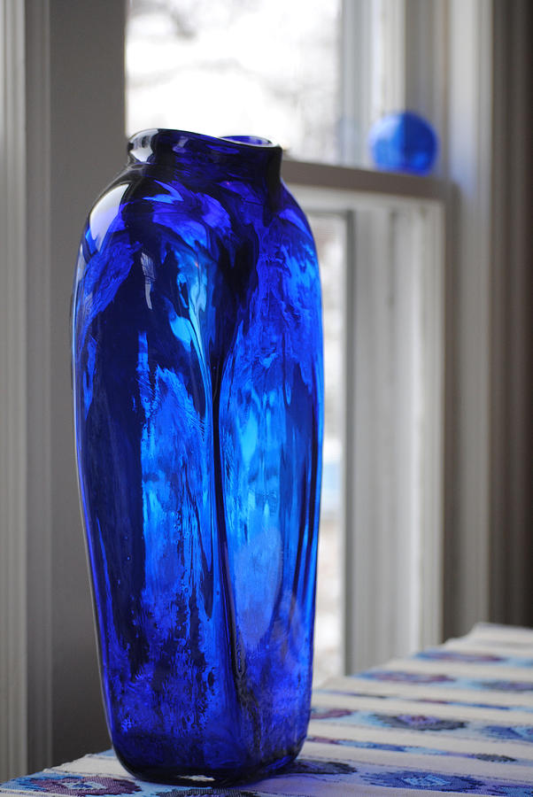 Blue Glass Vase w Orb Photograph by Glory Ann Penington