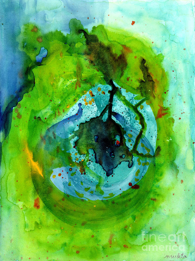 Blue Green Ether Painting by Mukta Gupta