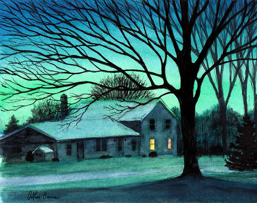Blue Green Evening Painting by Arthur Barnes